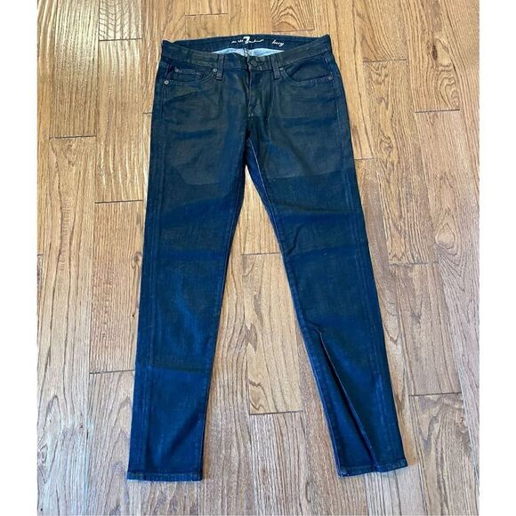 Seven for all mankind Lucy coated leather look jeans size 28 - Picture 2 of 9